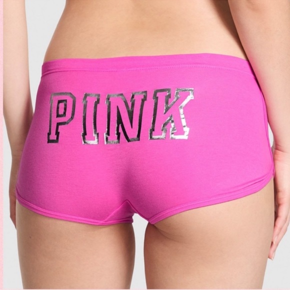 🔥PINK VICTORIA’S SECRET Cotton Dorm Bling Bralette & Boyshorts Strawberry Pink L - Picture 13 of 16